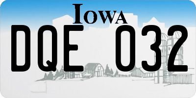 IA license plate DQE032
