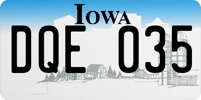 IA license plate DQE035