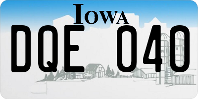 IA license plate DQE040