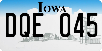 IA license plate DQE045