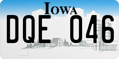 IA license plate DQE046