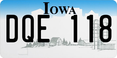 IA license plate DQE118