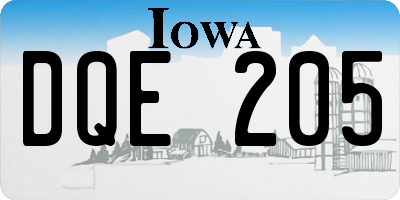 IA license plate DQE205