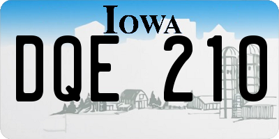 IA license plate DQE210