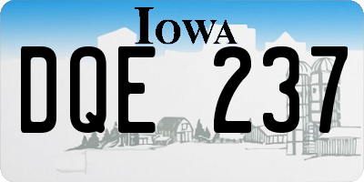 IA license plate DQE237