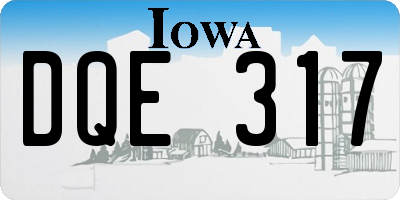 IA license plate DQE317