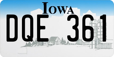 IA license plate DQE361