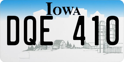 IA license plate DQE410