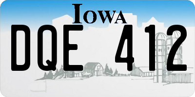 IA license plate DQE412