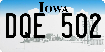 IA license plate DQE502