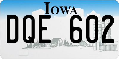 IA license plate DQE602