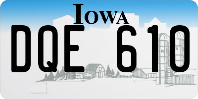 IA license plate DQE610