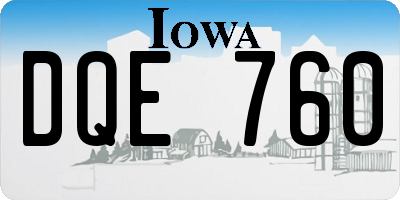IA license plate DQE760