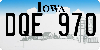 IA license plate DQE970