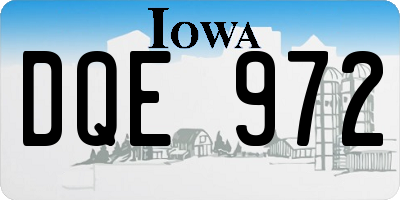 IA license plate DQE972