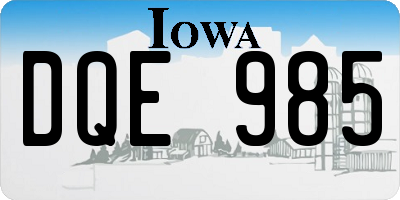 IA license plate DQE985