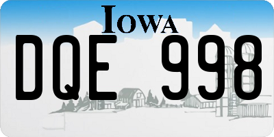 IA license plate DQE998