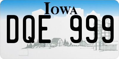 IA license plate DQE999