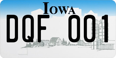IA license plate DQF001