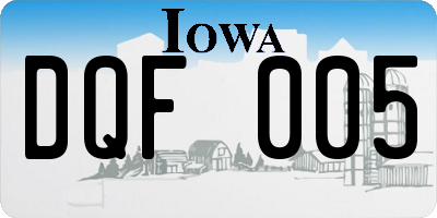 IA license plate DQF005