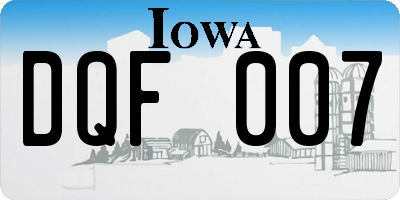 IA license plate DQF007