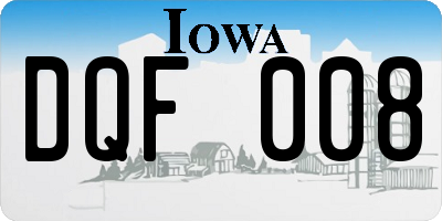IA license plate DQF008