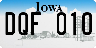 IA license plate DQF010