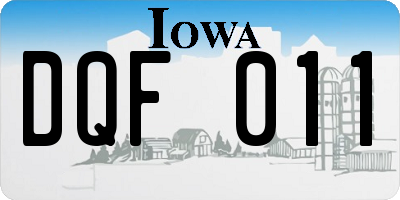 IA license plate DQF011