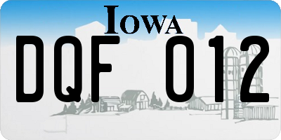 IA license plate DQF012