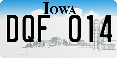 IA license plate DQF014