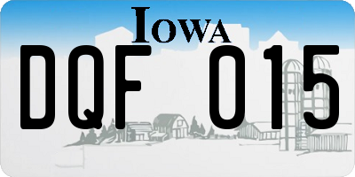 IA license plate DQF015