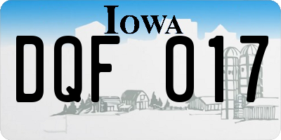 IA license plate DQF017