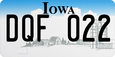 IA license plate DQF022