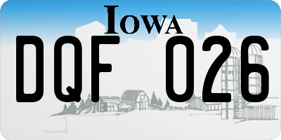IA license plate DQF026