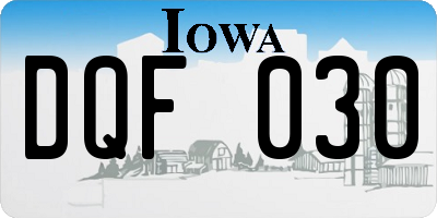 IA license plate DQF030