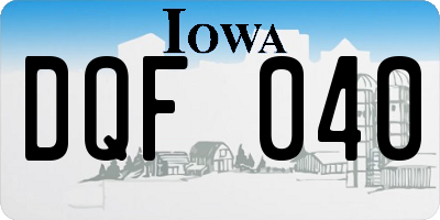 IA license plate DQF040
