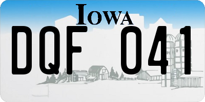 IA license plate DQF041