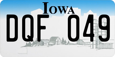 IA license plate DQF049