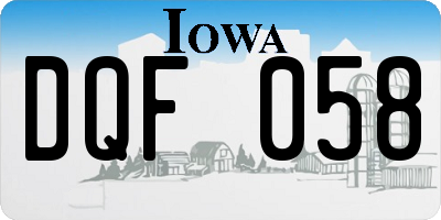 IA license plate DQF058