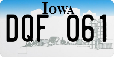 IA license plate DQF061