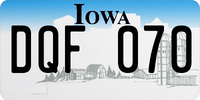 IA license plate DQF070