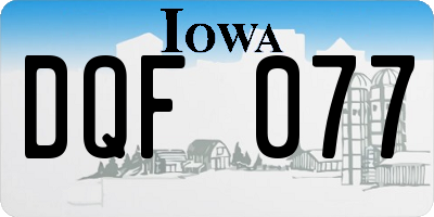 IA license plate DQF077