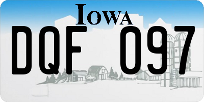 IA license plate DQF097