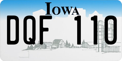 IA license plate DQF110