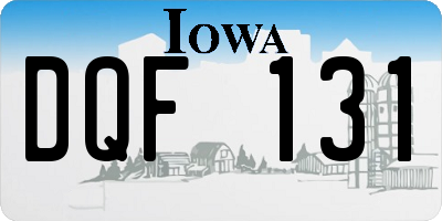 IA license plate DQF131