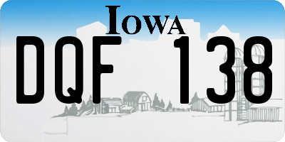 IA license plate DQF138