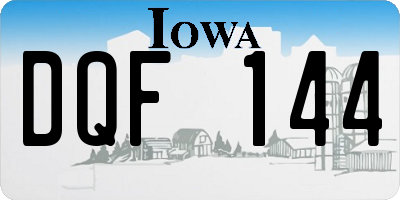 IA license plate DQF144
