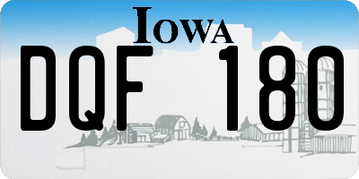 IA license plate DQF180