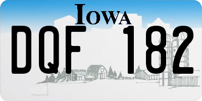 IA license plate DQF182