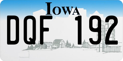 IA license plate DQF192